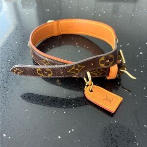 Louis Vuitton Monogram Brown and Gold Dog Collar